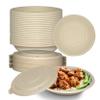 24 oz Round Disposable Compostable Paper Bowls with Fiber Dome Lids - Heavy-Duty, Eco-Friendly Natural Bagasse Unbleached, Heat Resistant, 100% Biodegradable Salad Bowls Alternative to Plastic (400) view 1