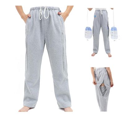 Lmaray Catheter Leg Bag Pants Hold 2 Larger Urine Bag Catheter Bag Holder Nephrostomy Bag Pants for Ostomy, Foley(Medium, Grey)
