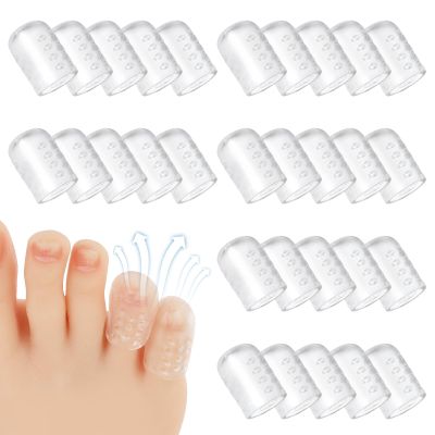 Abeillo 30Pcs Silicone Toe Protectors, Gel Anti-Friction Toe Protector Breathable Toe Caps Guards for Men Women, Soft Clear Little Toe Covers Silicone Toe Sleeves for Corns, Blisters and Pain Relief