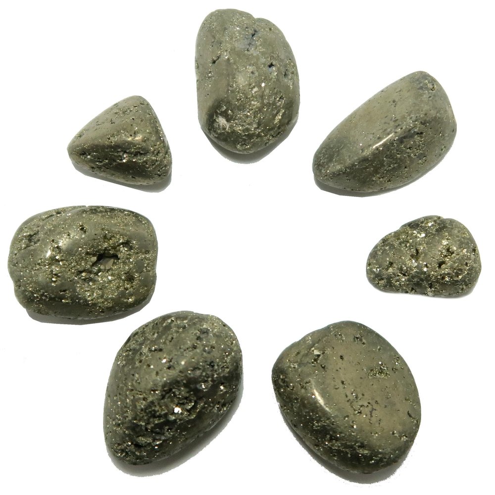 Satin Crystals Pyrite Tumbled Stone Pocket Prosperity 1.0-1.25 inch / 7 Gems