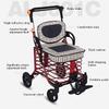 iumLeap Rollator Walker Shopping Trolley for The Elderly/Wrought Iron Folding Stroller/Walker with Brake Folding Pedals/Portable Four-Wheeled Grocery Shopping view 2
