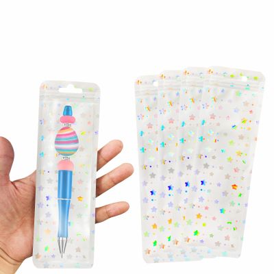 100 Pcs Beadable Pen Packaging Bags for Small Business, Resealable Resealable Pouch Bags for Beaded Pens Lipgloss,Jewelry,Cosmetic,Candy 2.5x8.66inch