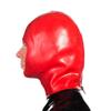 EXLATEX Latex Hood Women Full Cover Rubber Mask Face Open Zipper Latex Mask (Red, Large-0.8mm) view 2