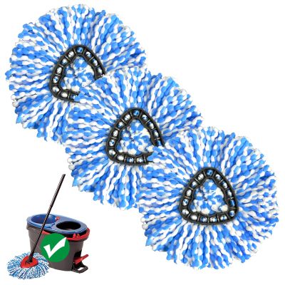2-Tank Spin Mop Replacement Head, 3 Pack Mop Head Replacement, Microfiber, Machine Washable, Easy to Replace and Deep Cleaning