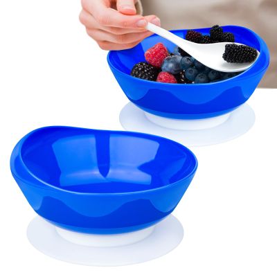2Pack Spill Proof Scoop Bowl with Non-Skid Suction Base, Adaptive Self-Feeding Dinnerware for Elderly and Disabled