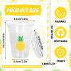 Whaline 50Pcs Pineapple Disposable Plastic Cups with Lids and Straws 12oz Party Cups Yellow Pineapple Cold Beverage Drinking Cups for Summer Fruit Birthday Party view 2
