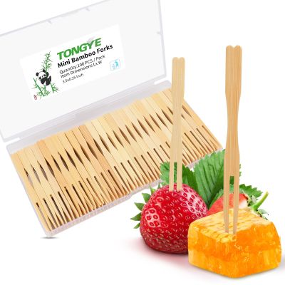 Cocktail Forks Appetizer Forks Mini Charcuterie Fork, Toothpick Forks, 3.5" Small Bamboo Fork Tiny Wooden Forks, Little Fruit Food Picks Disposable (100 PCS)
