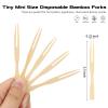 Cocktail Forks Appetizer Forks Mini Charcuterie Fork, Toothpick Forks, 3.5" Small Bamboo Fork Tiny Wooden Forks, Little Fruit Food Picks Disposable (100 PCS) view 4