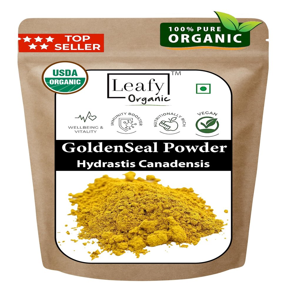 Leafy Organic Goldenseal Root Powder - 3.5 oz Pure Natural Goldenseal Root Powder Supplement