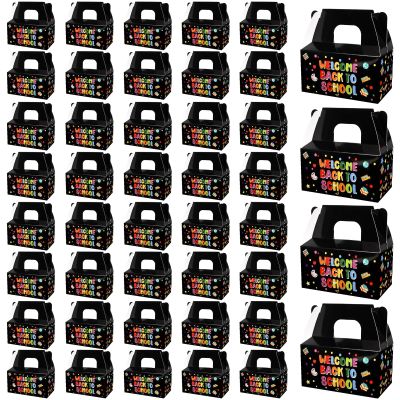 48 Pack Back to School Box Party Favor Paper Boxes Candy Box Bags Decorations for Students Foldable First Day of School Classroom Decorations for Last Day of School Supplies Pool Party Decorations