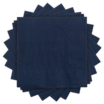JAM PAPER Small Beverage Napkins - 5 x 5 - Navy Blue - 50/Pack