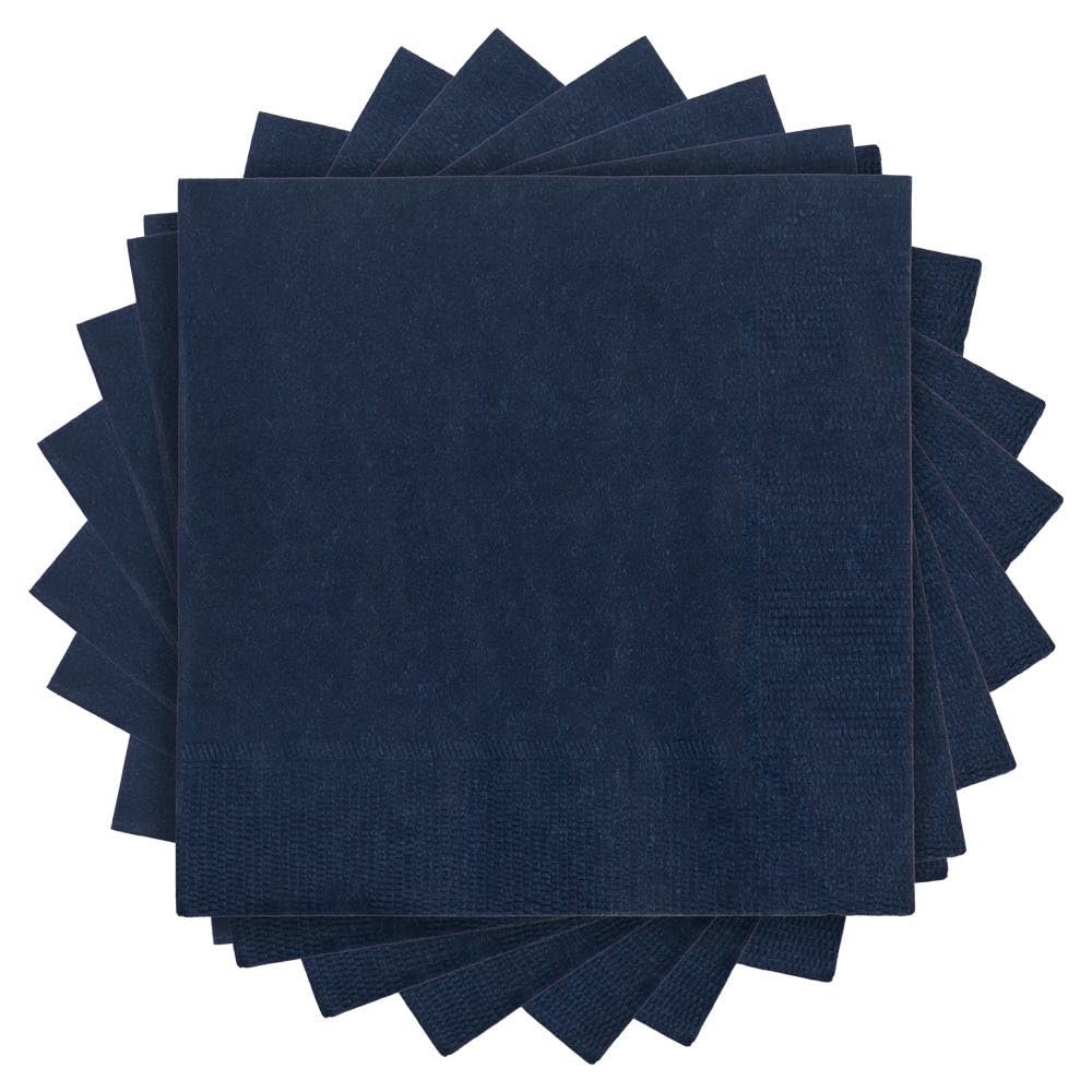 JAM PAPER Small Beverage Napkins - 5 x 5 - Navy Blue - 50/Pack