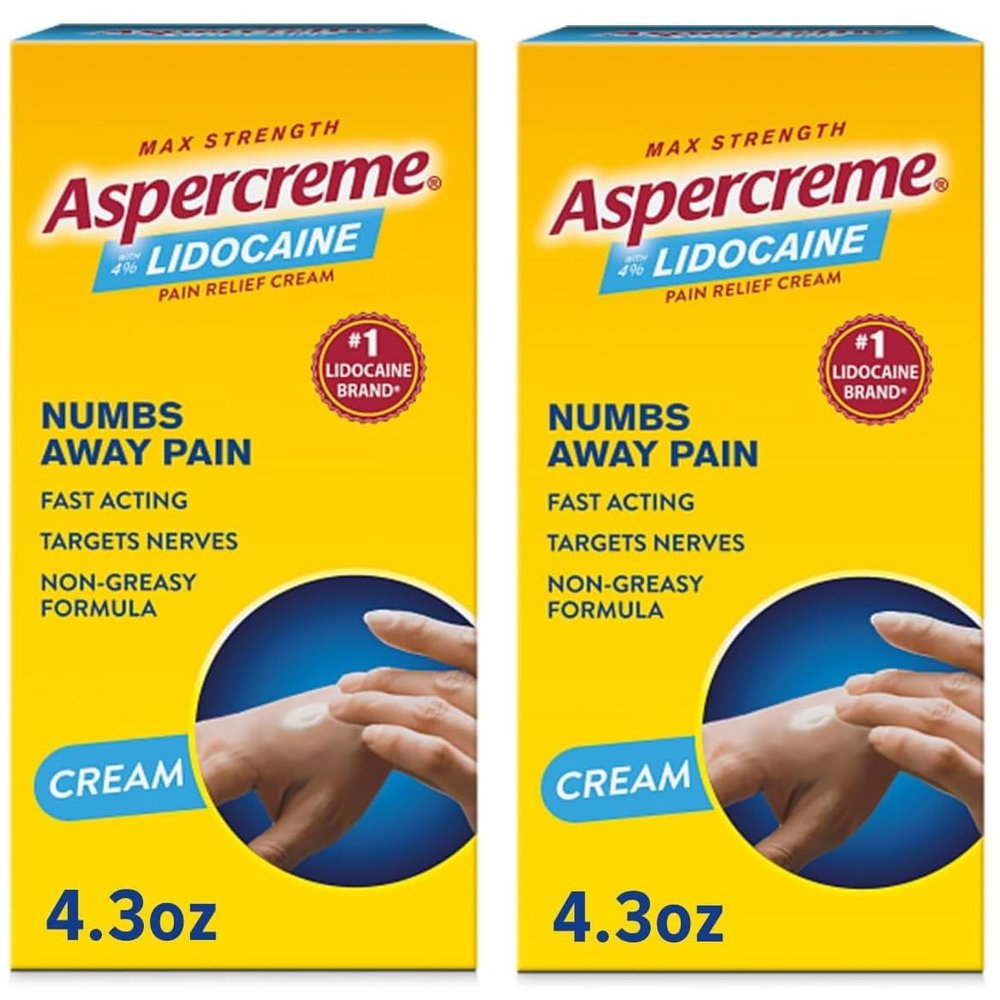 Aspercreme with Lidocaine Maximum Strength Pain Relief Cream, 4.3 Oz (Pack of 2)