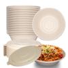 32 oz Round Disposable Compostable Paper Bowls with Fiber Dome Lids - Heavy Duty, Eco-Friendly Natural Sugarcane Bagasse, Heat Resistant, 100% Biodegradable Salad Bowls Alternative to Plastic (250) view 1