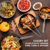 18 Pcs Clear Plastic Serving Utensils Set - 6 Clear Plastic Serving Spoons, 6 Tongs And 6 Forks - Heavy Duty Disposable Serving Utensils Set For Parties view 4