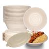40 oz Round Disposable Compostable Paper Bowls with Fiber Dome Lids - Heavy Duty, Eco-Friendly Natural Sugarcane Bagasse, Heat Resistant, 100% Biodegradable Salad Bowls Alternative to Plastic (50) view 1
