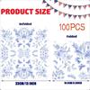 100 Pack Floral Napkins Blue White Floral Cocktail Napkins Blue White Floral Paper Napkins Blue Flower Napkins for Bridal Baby Shower Tea Party Blue White Floral Birthday Party Supplies Decor view 3