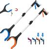 2-Pack Grabber Reacher Tool,32 Inch Extra Long Foldable Pick Up Stick with Buckle and Rope and with Strong Grip Magnetic,360Rotating Anti-Slip Jaw,Grabber Tool for Outdoor & Indoor (Blue&Orange) view 1
