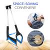 2-Pack Grabber Reacher Tool,32 Inch Extra Long Foldable Pick Up Stick with Buckle and Rope and with Strong Grip Magnetic,360Rotating Anti-Slip Jaw,Grabber Tool for Outdoor & Indoor (Blue&Orange) view 2