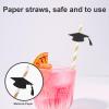 12pcs Graduation Theme Bendable Drinking Straws Flexible Decorative Straws Graduation Party Supplies Disposable Celebrations view 2