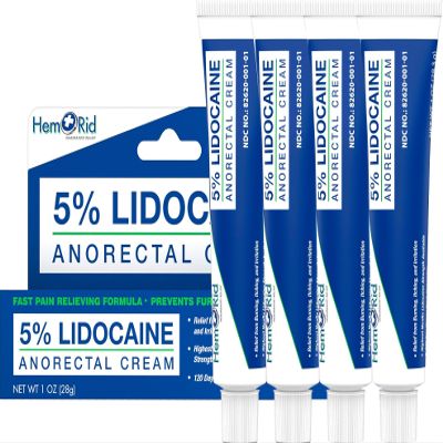 HemRid Maximum Strength Lidocaine Cream for Pain Management. Fast-Acting Hemorrhoid Solution with 5% Lidocaine. Instant Anal Itch and Numbing Effect - 4 Pack