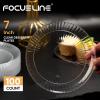 FOCUSLINE 100 Count 7 Inch Clear Plastic Plates & 100 Count 10 oz Clear Plastic Cups, Heavy Duty Plastic Dessert Plates and Fancy Disposable Clear Cups for Weddings, Parties and Events view 2