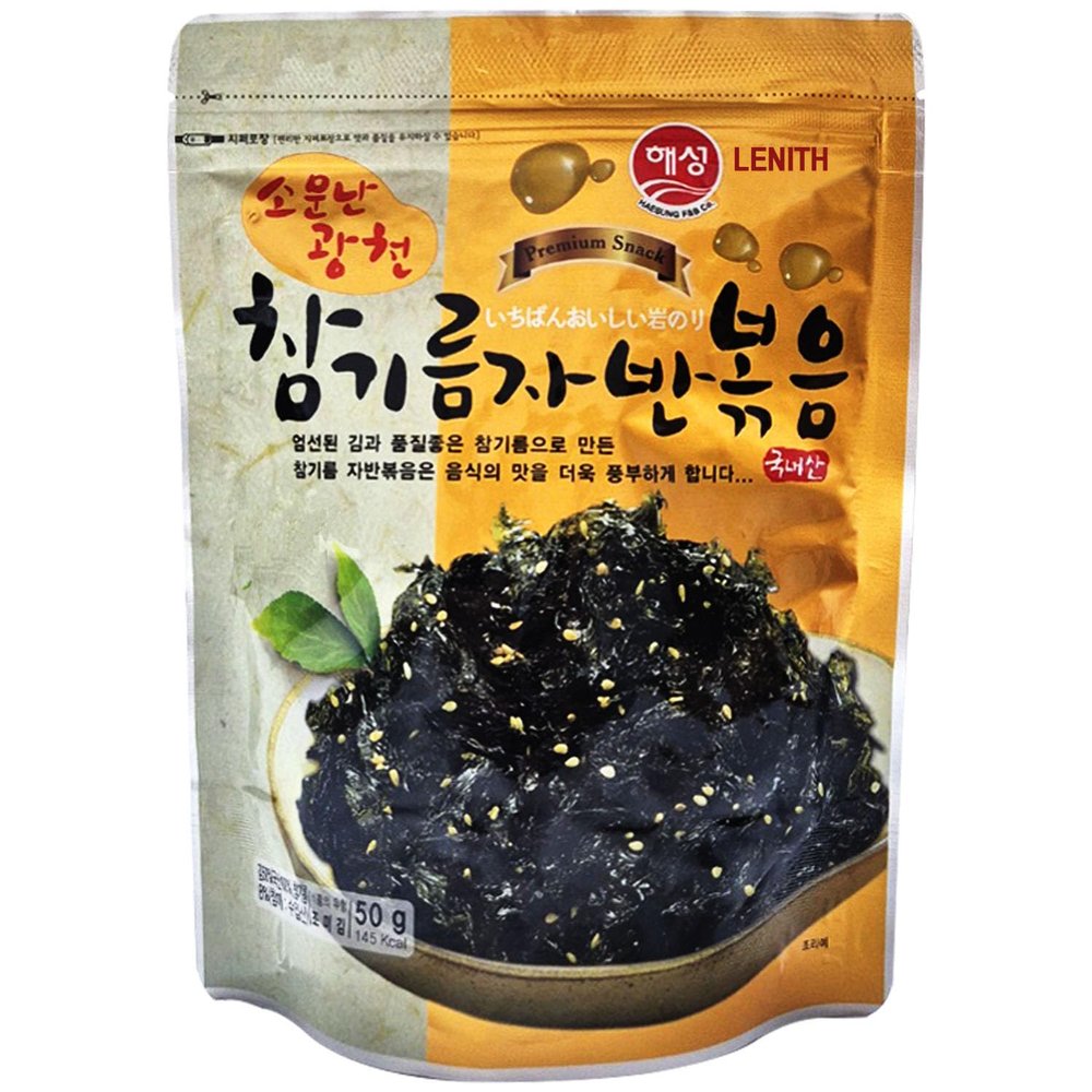 LENITH Korean Seasoned Premium Roasted and Sea Salted Seasoned Seaweed Laver Savory Snack 50g*1ea / Nori Snack Gimjaban