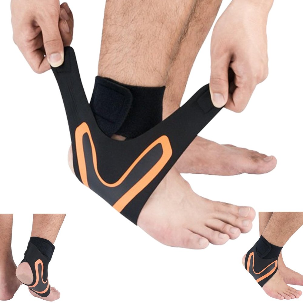 1Pair Hutena X Wrap Neuropatia, Foot Wraps for Pain, Elastic Sprain Foot Sleeve for Sports Protect, Ankle Support for Men and Women (Orange,L)
