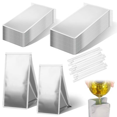 20 Pcs Disposable Grease Storage Bags 11/9 inch Foil Grease Disposal Container Food Storage Bags with Sealing Strips Replacement Grease Bags for Kitchen Cooking Hot Liquids Oils