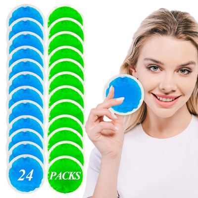 24 Pack Small Ice Packs for Injuries Reusable,Hot & Cold Gel Ice Packs for Face,Eyes,Neck,Teeth,Foot,Headache,Allergies,Shoulder Pain Relief,Warm & Cold Compress for Boo Boos,Students(12Blue+12Green)