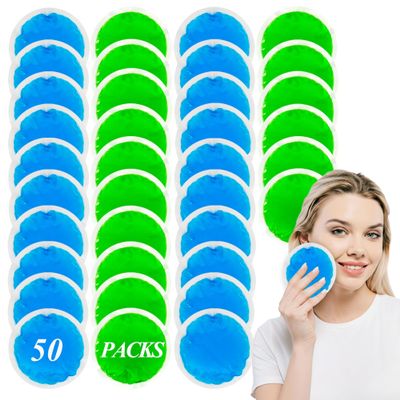 50 Pack Small Ice Pack for Injuries Reusable,Hot & Cold Gel Ice Pack for Face,Eyes,Neck,Teeth,Foot,Headache,Allergies,Shoulder Pain Relief,Warm & Cold Compress for Boo Boos,Students(25Blue+25Green)