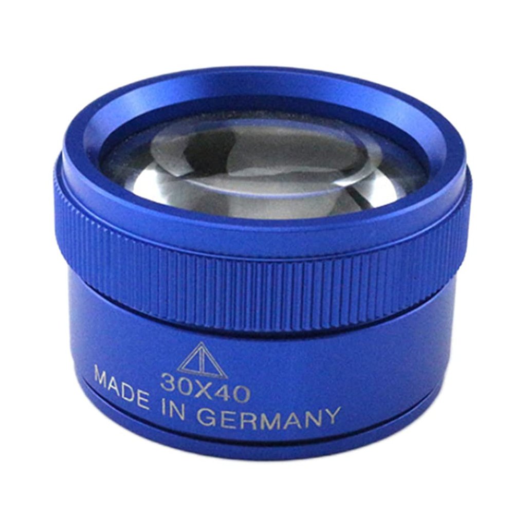 BaoFufc 30x Portable Pocket Reading Magnifier Optics Loupes Mini Desk Magnifier Loop Microscope Glass Lens Jewelery Handheld Magnifier Glass, Blue
