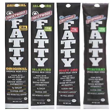 Fatty Smoked Meat Sticks Variety, Grass Fed Beef and Pork Meat Snacks, High Protein Snack, Original, Jalapeno, Honey BBQ, and Teriyaki, 2 Ounce (Pack of 16) - Bundled with Make Your Day Bag Clip