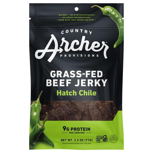 Country A.rcher Jerky Beef Hatch Chile 2.5 Ounces (Pack Of 12)