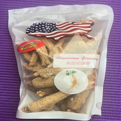 American Ginseng from Wisconsin, Ginseng Root/Ginseng Slice/Ginseng Tea, 1 Pound (Jumbo Long Roots)