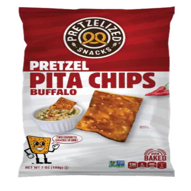 PRETZELIZED Snacks Buffalo Pita Chips Pretzel 7OZ