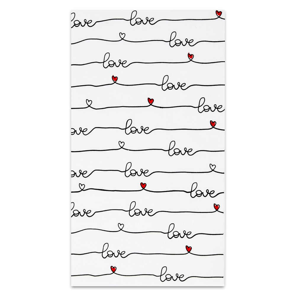 100 Count Valentines Day Love Heart Guest Napkins Disposable Paper Red Hearts Valentine Dinner Napkin for Valentine's Wedding Birthday Party Dinner Supplies