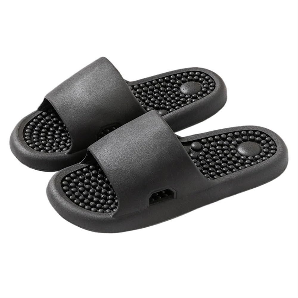 LUXRUB Acupressure Massage Slippers Plantar Fasciitis Pain Relief Foot Massager Reduce Feet Neuropathy Pain Relief and Tension Gift for Men Women(Color:Black,Size:8.5/9)