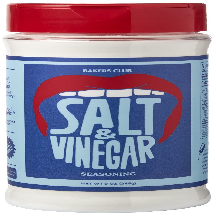Bakers Club 9oz Salt & Vinegar Seasoning - French Fries, Wing Dust, Popcorn, Chips, Nuts, Snacks and More - Gluten-Free, MSG Free, Non-GMO - Zesty Tangy & Salty Spice Blend Dry Vinegar Powder 2.0