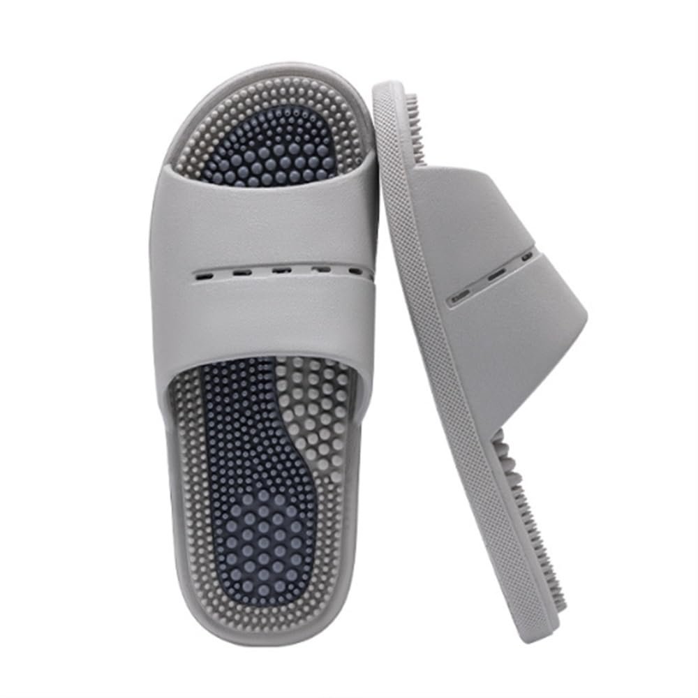 LUXRUB Acupressure Massage Slippers For Plantar Fasciitis Men Women Reflexology & Acupressure Massage Sandals Summer Couples Home Shower Shoes Improve Circulation Relaxation(Color:Gray,Size:8.5/9)