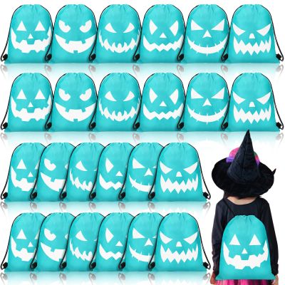 Sweetude 24 Pcs Halloween Drawstring Bags for Kids Trick or Treat Large Backpack 16.1 x 12.6 Inch Reusable Candy Goodie Bags Party Favor Gift Supplies
