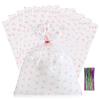SOMIOCO Clear 50 PCS 12X16 In Cello Cellophane Treat Bags Party Favor Bags Pink Candy Cookie Bags Plastic Gift Goodie Bags with Twist Tie for Birthday,Baby shower,Wedding (Bow pattern) view 1