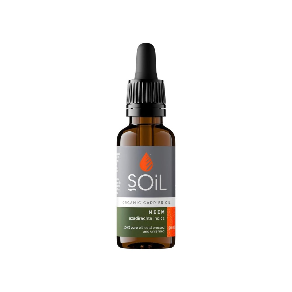 Soil Organic Neem Seed Oil 30ml, for Hair & Skin, Organic Azadirachta Indica Oil, Rich Thick Texture, Multi-Purpose Use for Hair Care & DIY Beauty Blends, Amber Glass Bottle with Pipette