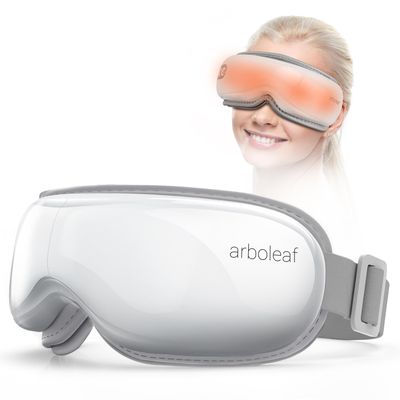 arboleaf Eye Massager with Heat, Heated Eye Massager for Migraines with Compression and Music, Wireless Eye Mask Massager with Heat, 5 Modes Portable Massaging Eye mask for Relieve Eye Strain