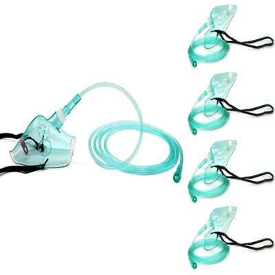 4 Pack Oxygen Mask for Face Adult with 6.6' Tube & Adjustable Elastic Strap - Size XL