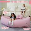Bmag Sensory Chair for Kids, Inflatable Peapod Canoe with Neck Pillow, 60" Sensory Pod Seating ADHD Toy Gift for Autistic Children, Includes Electric Air Pump, Pink view 4