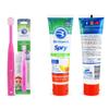 Brilliant Oral Care Bundle; Pack of 1 Baby Toothbrush with Soft Bristles and Round Head - Pink & Pack of 1 Kids Fluoride Free Toothpaste, Spry Gel with Xylitol, Strawberry Banana Flavor view 1