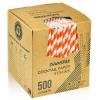 Chunspak 5.75 inch Orange Paper Cocktail Straws, Short Disposable Drinking Straws 500 Counts, Unwrapped - Compostable view 1