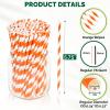Chunspak 5.75 inch Orange Paper Cocktail Straws, Short Disposable Drinking Straws 500 Counts, Unwrapped - Compostable view 2
