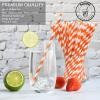 [1000 Count] Chunspak Orange/White Striped Paper Drinking Straws Bulk - 7.75"x0.24", Unwrapped - Biodegradable and Compostable view 3